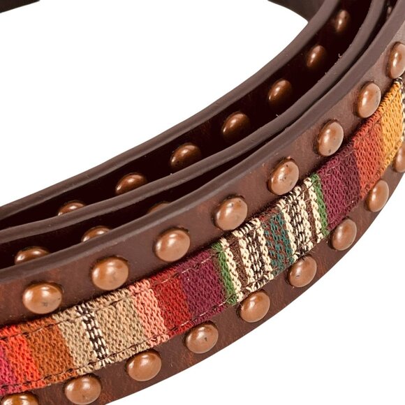ARIAT Women's Serape Center Copper Stud Edge Western Leather Belt Size XL NWT - Picture 6 of 16